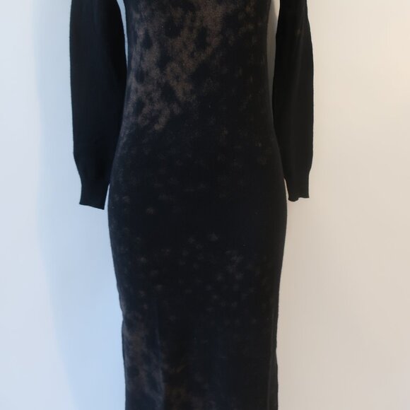 Womens Krizia Maglia Wool Angora Black Brown Tie Dye Midi Sweater Dress 40 US/XS - Picture 8 of 16